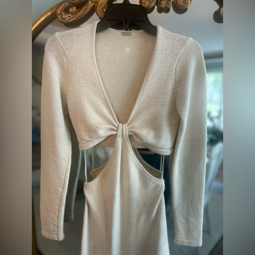 Cult Gaia Serita Knit Cutout Maxi Dress Ivory Long Sleeve Size M - Picture 8 of 12